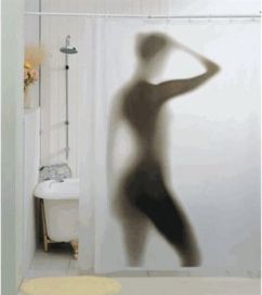 Douchegordijn met silhouet van naakte vrouw