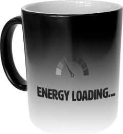 Koffiemok met tekst: energy loading