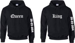 King & queen hoodies met trouwjaar