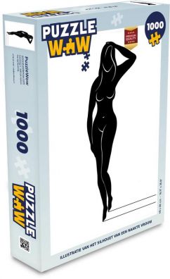 Erotische puzzel met silhouet van een naakte vrouw